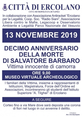 In memoria della vittima innocente Salvatore Barbaro